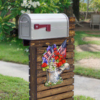 18 in. American Flag Summer Bouquet House Number Hanging Wall Decor