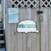 18 in. Camper Wooden Custom House Number Sign Decor