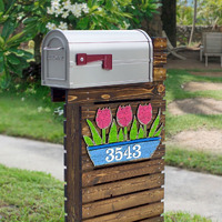 12 in. Tulips Pot Floral House Number Sign Decor