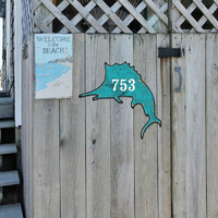 12 in. Swordfish Coastal House Number Sign Decor