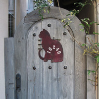 18 in. Cat Wooden Custom House Number Sign Decor