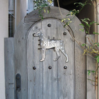 12 in. Dog Wooden Custom House Number Sign Decor