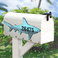 12 in. Shark Coastal Wooden House Number Sign Decor