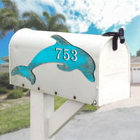 12 in. Dolphin Coastal Wooden House Number Sign Decor