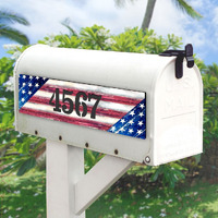 18 in. American Flag Wooden House Number Sign Decor