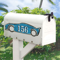 18 in. Sports Car Wooden Custom House Number Sign Decor