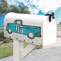 18 in. Pick Up Truck Wooden House Number Sign Decor