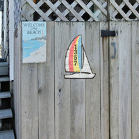 18 in. Yacht Coastal Wooden House Number Sign Decor