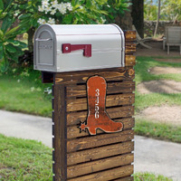 12 in. Cowboy Boots Wooden House Number Sign Decor