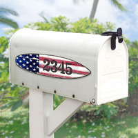 12 in. Surfboard Sports Car Coastal House Number Sign Decor