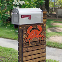 18 in. Crab Coastal Wooden House Number Sign Decor