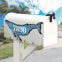 12 in. Whale Coastal Wooden House Number Sign Decor