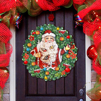 24 x 18 in. Santa Wreath with Birds Door Decor