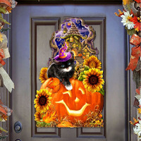 24 x 18 in. Halloween Kitten Door Decor