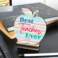 12 x 9 in. Back to School Teacher End of Year Teacher Appreciation Rustic Apple Sign Unique Gift for Teacher