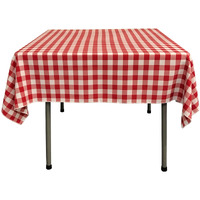 TCcheck58x58-RedK98 Polyester Gingham Checkered Square Tablecloth - White & Red - 58 x 58 in.