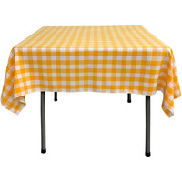 TCcheck52x52-DrkYellowK47 Polyester Gingham Checkered Square Tablecloth - White & Dark yellow - 52 x 52 in.