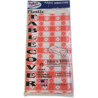 54 x 108 in. Heavyweight Plastic Rectangular Table Covers, Plaid Red & White