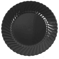 6 in. Classicware Plastic Plate Black - 180-Case