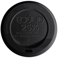 Eco-Products ECO 10-20 oz Eco-Products EcoLid 25 Percentage Recy Content Hot Cup Lid, Black