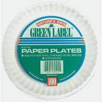 Ajm  Green Label Uncoated Paper Plate 9 in. White