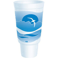 DCC  44 oz Horizon Flush Fill Foam Cup Hot & Cold - Ocean Blue & White - 15 per Bag