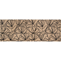 6' Beige and Black Floral Washable Runner Rug With UV Protection