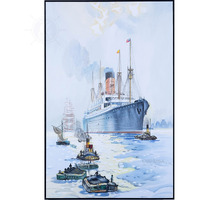 The Cunard Liner Carpathia Outward Bound from Liverpool in the Moonlight - Canvas Painting