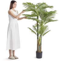VEVOR Artificial Gold Cane Palm Tree, 6.5 FT Tall Faux Plant, PE Material & Anti-Tip Tilt Protection Low-Maintenance Plant, Lifelike Green Fake Tree for Home Office Warehouse Decor Indoor Outdoor