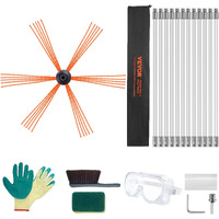 VEVOR 39 Feet Chimney Sweep Kit, w/ 12 Reinforced Nylon Flexible Rods, Ergonomic Chimney Cleaning Brush, 360-Degree Brush Chimney Cleaner, Rich Accessories for Fireplace Flue Home Use Fits most Pipes