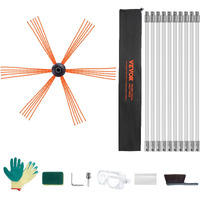 VEVOR 33 Feet Chimney Sweep Kit, w/ 10 Reinforced Nylon Flexible Rods, Ergonomic Chimney Cleaning Brush, 360-Degree Brush Chimney Cleaner, Rich Accessories for Fireplace Flue Home Use Fits most Pipes