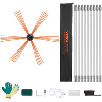VEVOR 30 Feet Chimney Sweep Kit, w/ 9 Reinforced Nylon Flexible Rods, Ergonomic Chimney Cleaning Brush, 360-Degree Brush Chimney Cleaner, Rich Accessories for Fireplace Flue Home Use Fits most Pipes