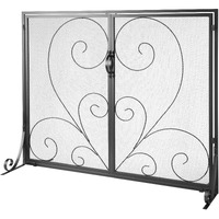 VEVOR Fireplace Screen 1 Panel with Door, Sturdy Iron Mesh Fireplace Screen, 39"(L) x31.6"(H) Spark Guard Cover, Simple Installation, Free Standing Fire Fence Grate for Living Room Home Decor Vintage