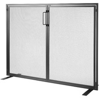 VEVOR Fireplace Screen 1 Panel with Door, Sturdy Iron Mesh Fireplace Screen, 38.98"(L) x30.7"(H) Spark Guard Cover, Simple Installation, Free Standing Fire Fence Grate for Living Room Home Decor Moder