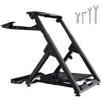 VEVOR Foldable Racing Steering Wheel Stand, Height Adjustable Universal Base Compatible with Logitech & Thrustmaster Racing Wheel and Pedal, Movable Wheels Heavy-duty Frame Standard GT/Formula Seating