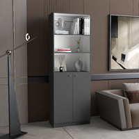 Matt Gray and White 2-Door Bookcase