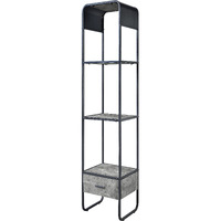 Concrete Grey and Black 2-shelf Side Pier with 1 Drawer