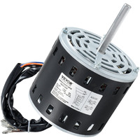 VEVOR 1/2HP Furnace Blower Motor, 208/230V 2.7Amps, 1075RPM 5 Speeds, CW/CCW Rotation, 48 Frame 3.4" Shaft Length, 7.5F/450V Capacitor + 11" Hold Hoop