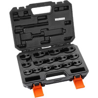 VEVOR Crowfoot Wrench Set, 1/2" and 3/8" Drive 15-Piece Crows Foot Wrench Set with PP Storage Case, Metric 8-24 mm, CRMO Steel and Manganese Phosphate Finish, for Mechanical Maintenance or Repairs