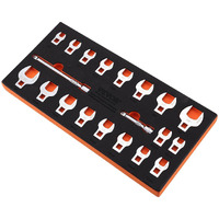 VEVOR Crowfoot Wrench Set, 3/8" Drive 20-Piece Crows Foot Wrench Set with 2 Extension Bars and EVA Tool Organizer,40CR Material with Mirror Chrome Finish, SAE 3/8"-7/8" and Metric 10-22 mm,