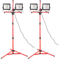 VEVOR LED Work Light with Stand, 2PCS 10000 Lumen Dual-head LED Work Light with 27.6"-68.1" Adjustable and Foldable Tripod Stand, IP65 Waterproofed LED Tripod Work Light, with 5000 K Color Temperature