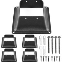 VEVOR Deck Post Base 5 PCS Post Base Skirt 4x4\" (Actual 3.38x3.38\") Post Support Flange 2.5LBS Deck Post Skirt Black Powder-Coated Decking Post Base with Thick Steel for Deck Supports Porch Railings