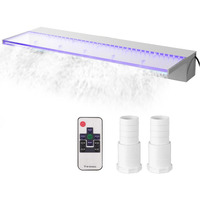 VEVOR Fountain Spillway 23.6x3.2x8.1 Inch, Pool Waterfall Fountain 17 Colors Led, Pool Water Fall Kit with Remote, Pool Spillway Solid Acrylic Pool Waterfall for Garden Pond, Swimming Pool, Square