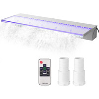 VEVOR Fountain Spillway 35x3.2x8.1 Inch, Pool Waterfall Fountain 17 Colors Led, Pool Water Fall Kit with Remote, Pool Spillway Solid Acrylic Pool Waterfall for Garden Pond, Swimming Pool, Square