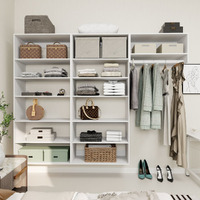 Livelylodge Modular Wardrobe Closet - Freestanding White Closet with Spacious Storage Shelves and Hanging Rods 70.86"W x 16.04"D x 70.86"H