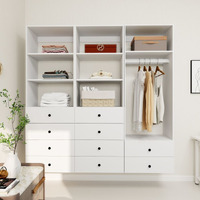 Livelylodge Modular Wardrobe Closet - Freestanding White Closet with Spacious Storage Shelves and Hanging Rods 70.86"W x 16.04"D x 70.86"H