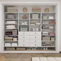 Closet Organizer System,Wall Mounted Closet Storage with  Drawers and Shelves Closet Storage for Bedroom,White