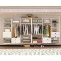 Wooden Modular Closet System, Wall Mounted Garment Rack Walk in Clothes Storage Cabinet Built in Closet Organization