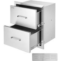 VEVOR Outdoor Kitchen Drawers 18W x 20.6H x 12.7D Inch, Flush Mount Double BBQ Drawers Stainless Steel with Handle, BBQ Island Drawers for Outdoor Kitchens or Patio Grill Station