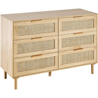 VEVOR 7 Drawer Rattan Dresser, Boho Dresser, Natural Rattan Chest of Drawers with Spacious Storage, for Bedroom, Living Room & Hallway, Rattan Nightstand with Sturdy Handles&Legs, Natural Wood